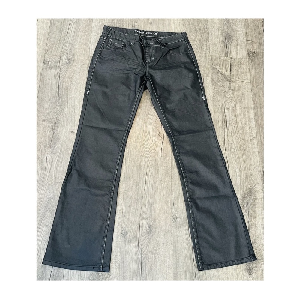 NWT Cowgirl Tuff Blackout Black Coated Denim Western Bootcut Jeans Size 30x35
